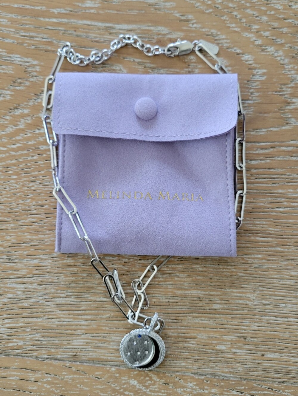 Melinda Maria You're A Star Lariat Necklace Silver Diamondettes Dust Bag